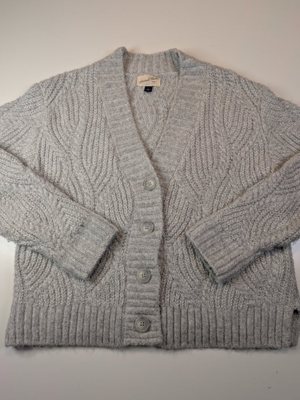 Universal Thread Womens Small Cable Knit Cardigan Gray Button Front Sweater